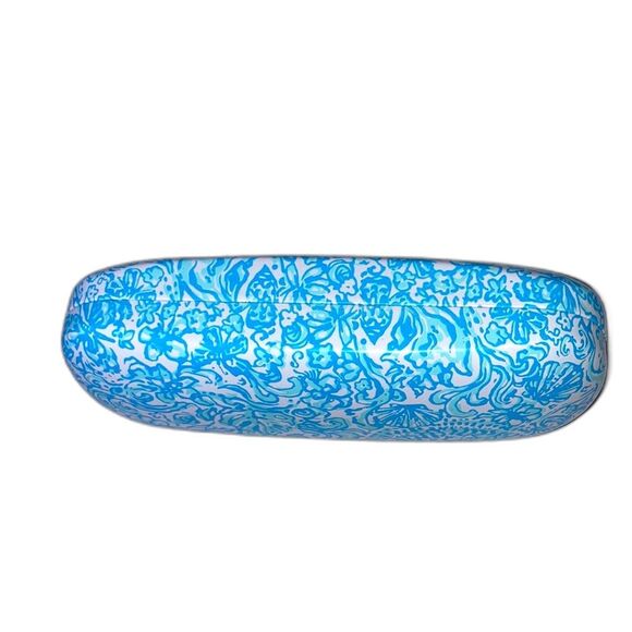 LILLY PULITZER Eyeglass Case Blue Teal White Floral 6.5 x 2 x 2.5 inches - Picture 5 of 11